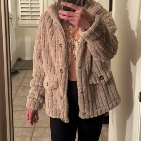 Cozy Teddy Button Down Oversized Jacket Coat - Picture 6 of 7